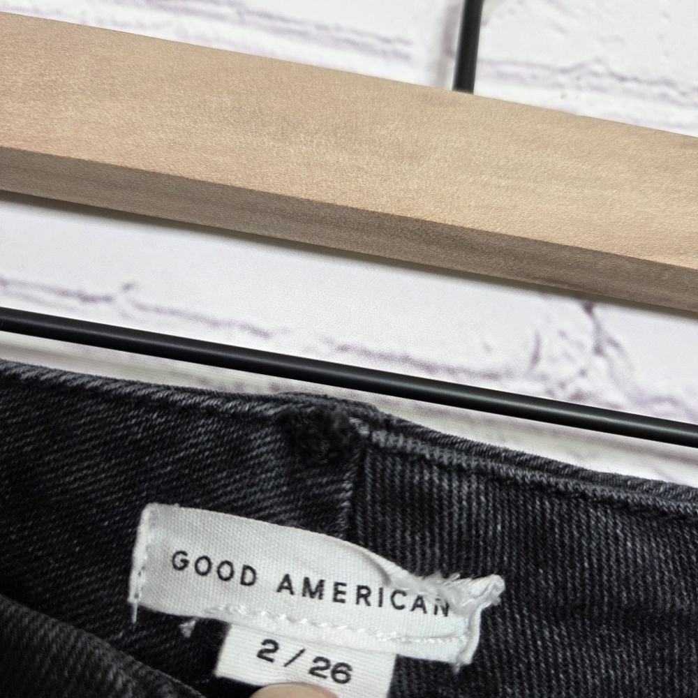 Good American Washed Out Black Distressed Hem Jeans - Picture 5 of 11